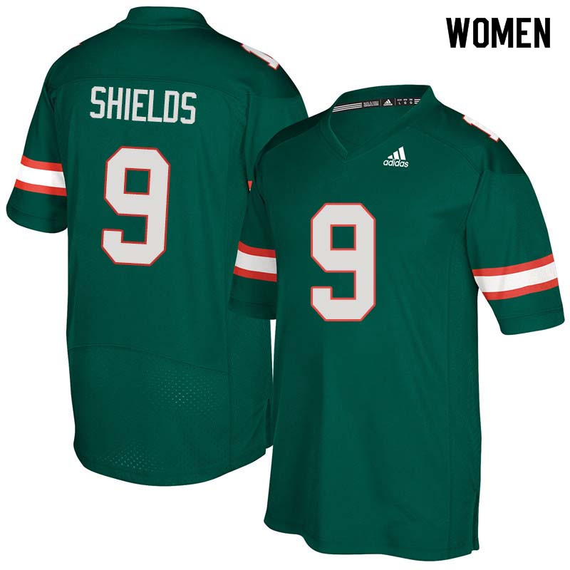 Women Miami Hurricanes #9 Sam Shields College Football Jerseys Sale-Green - Click Image to Close